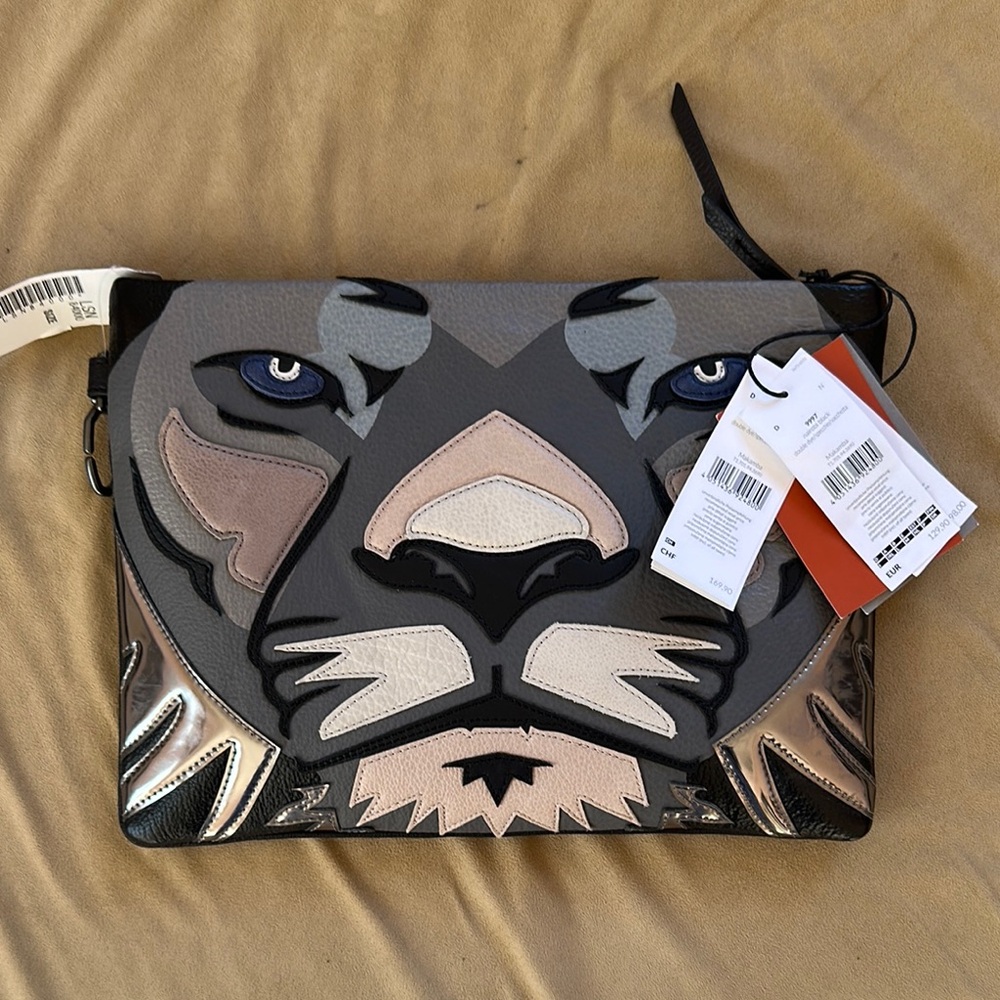 Gray and Black Tiger Face Clutch